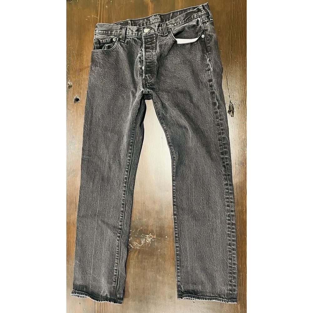 Levi's 501 Jeans Mens 34x31 Black Denim Straight Leg Button Fly Casual Classic